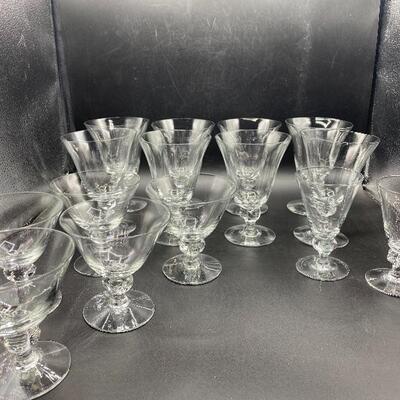 15 pcs Goblet Style Drink Glass Set 3 Sizes