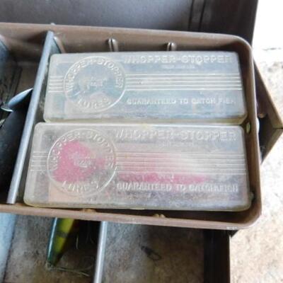 Vintage Metal Tackle Box with Several Older Lures