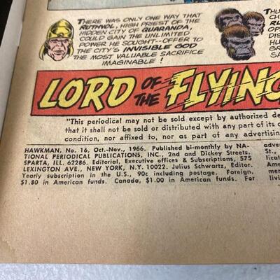 Lot #138 S Vintage DC National Comics 1966 #16 Hawkman Lord of the Flying Gorillas