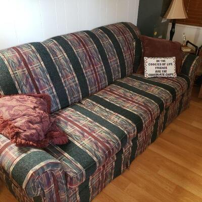 3 cushion plaid sofa