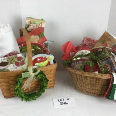 K - 296   2 - Beautiful Christmas Gift Baskets ( 1 in Longaberger Basket ) 
