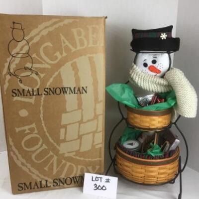 S - 300 Longaberger 22â€ Snowman Stand & 2 Christmas Gift Filled Baskets