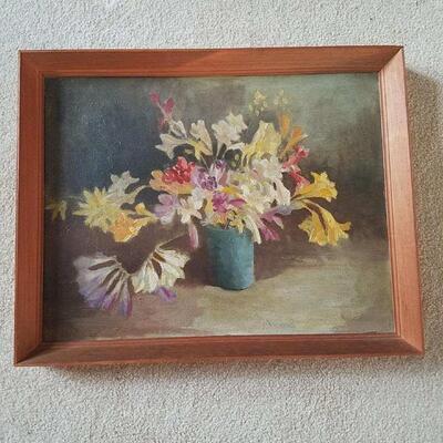 Floral Still Art Original Oil on Canvas Framed