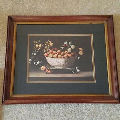 Fruit/Flowers Dramatic Print Matted and Framed