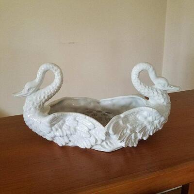 Dual White Swan Decorative Bowl Home DÃ©cor
