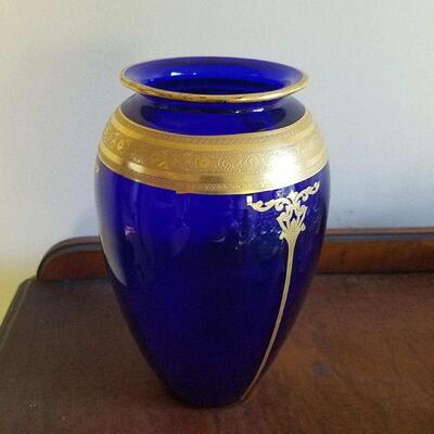 Blue/Gold Art Glass Vase