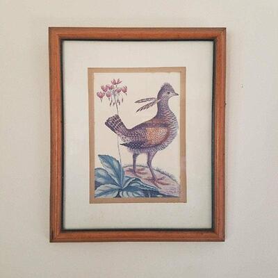 Small Bird Print Art Matted/Framed