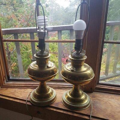 Two (2) Vintage Brass Lamps