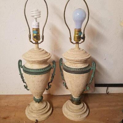 Two (2) Vintage Plaster/Copper Table Lamps