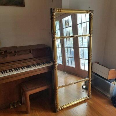 Large Beautiful Mid Century Modern Gold Gilted Mirror