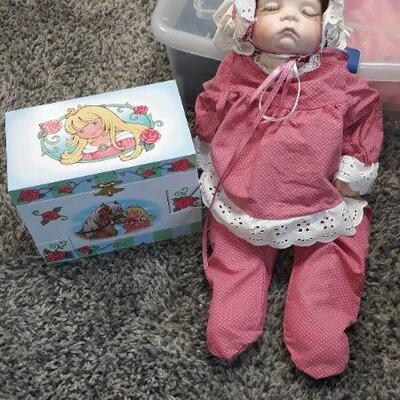 Porcelain Doll w/ Girl's Jewelry Box