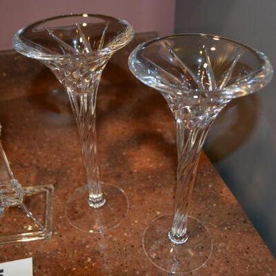LOT 45 GLASS CANDLE STICKS 3 PAIRS