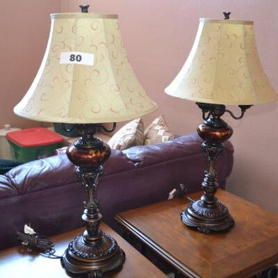 LOT 80 PAIR OF TABLE LAMPS