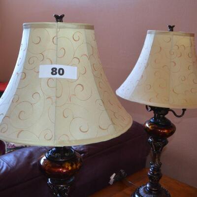 LOT 80 PAIR OF TABLE LAMPS
