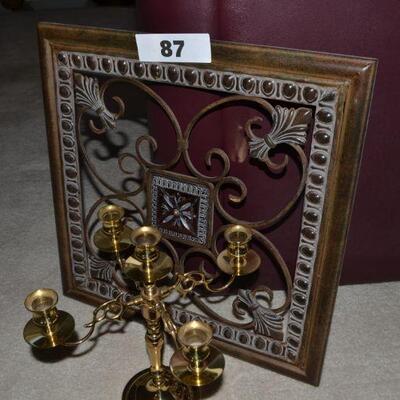 LOT 87 HOME DECOR WALL DECORATION AND CANDLE HOLDER