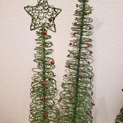 Lot 351: Christmas Tree Lot (3 Metal Trees & 2 Glass Trees)
