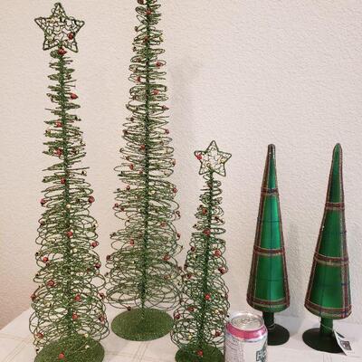 Lot 351: Christmas Tree Lot (3 Metal Trees & 2 Glass Trees)
