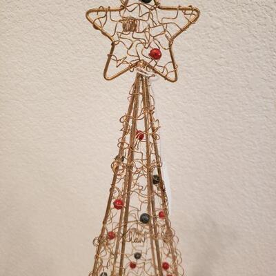 Lot 352: (3) Gold Metal Trees & Outdoor Poinsettia Flag