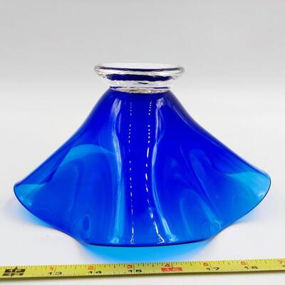 BEAUTIFUL WORK OF ART BLUE GLASS - LOCALLY PURCHASED