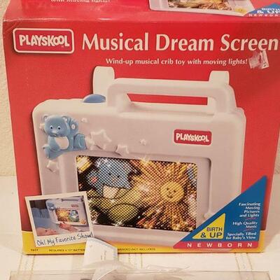Lot 365: NEW/Old Stock Playskool Baby Musical Dream Screen, FAO Toy Ornaments and "Prince" Embossed Picture Frame
