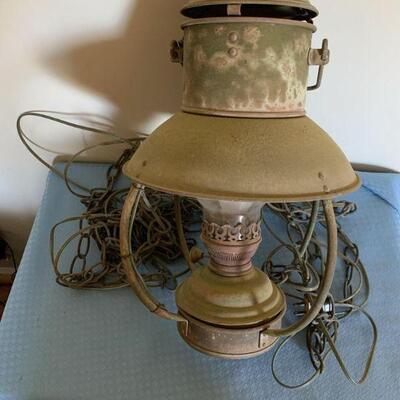 Lot# 185 Antique hanging lantern-electrified Ideal Brenner 20 
