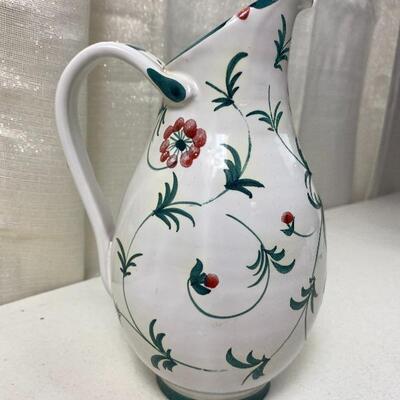 Lot# 224  S Vintage Hand Painted Pitcher Artist Signed