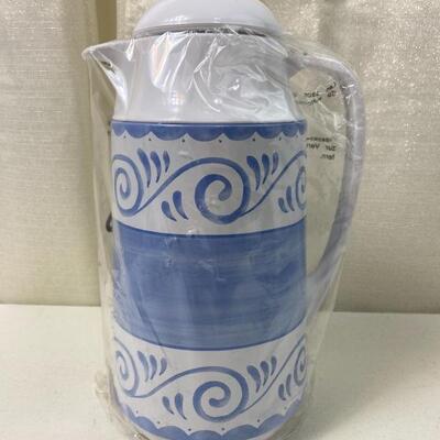 Lot# 226 S Vintage Corning Thermique Glass Insulated Server Country Blue & White 