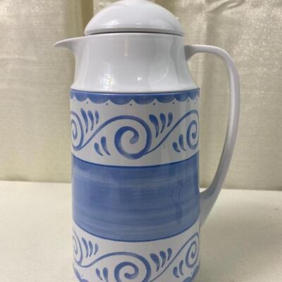 Lot# 226 S Vintage Corning Thermique Glass Insulated Server Country Blue & White 