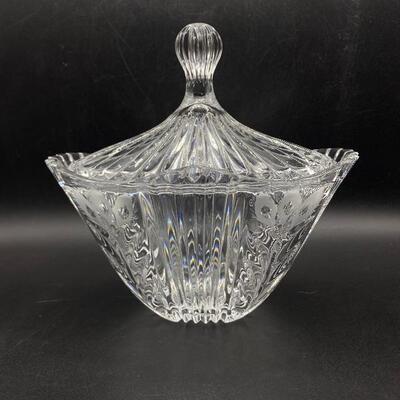 Flower Etched Crystal Candy Dish