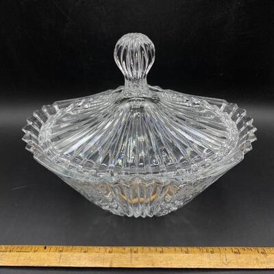 Flower Etched Crystal Candy Dish