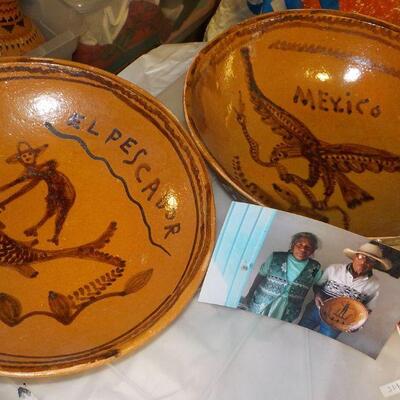 2 Hand crafted Mexican made designer plates. 