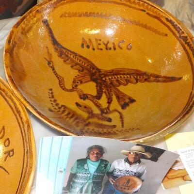 2 Hand crafted Mexican made designer plates. 