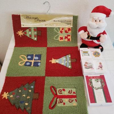 Lot 380:  New Holiday Cards, Ornaments, Animated Santa and Door Mat