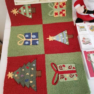 Lot 380:  New Holiday Cards, Ornaments, Animated Santa and Door Mat