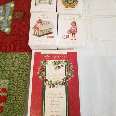 Lot 380:  New Holiday Cards, Ornaments, Animated Santa and Door Mat