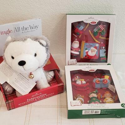 Lot 394:  New JINGLE book and Plushie & 2 Boxes of Soft Ornaments 