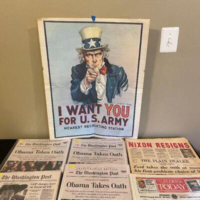 Lot 22 - Collection of Old Newspapers (Obama, Nixon, etc)