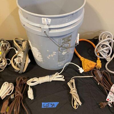 Lot 39 - Bucket Filled With Extension Cords