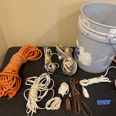 Lot 39 - Bucket Filled With Extension Cords