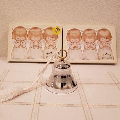 Lot 436:  REUGE Music Box Silver Bell and 2 Boxes of Christmas Cards