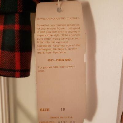 Lot 442:  NEW/Old Stock PENDLETON Ladies Red Plaid Skirt Suit Size 18