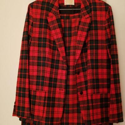 Lot 442:  NEW/Old Stock PENDLETON Ladies Red Plaid Skirt Suit Size 18
