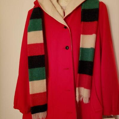 Lot 445:  NEW/Old Stock Mackintosh Red Wool Coat with Scarf (Ladies size 14)