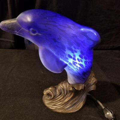 Lot 52 - Blue Dolphin Lamp 