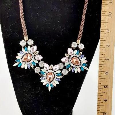 Pink, Green and Blue Crystal Necklace
