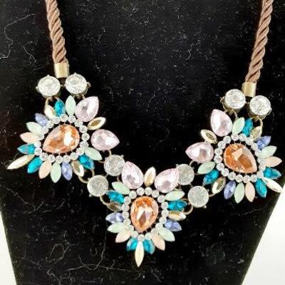 Pink, Green and Blue Crystal Necklace