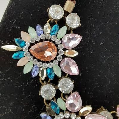 Pink, Green and Blue Crystal Necklace