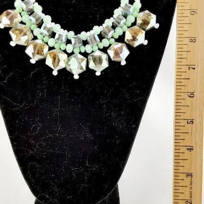 Green and White Crystal Necklace