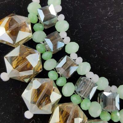 Green and White Crystal Necklace