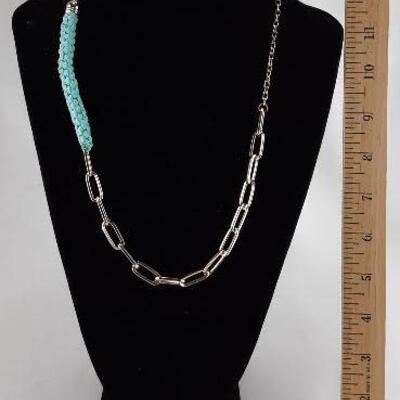 Light Blue Braid and Chain Necklace